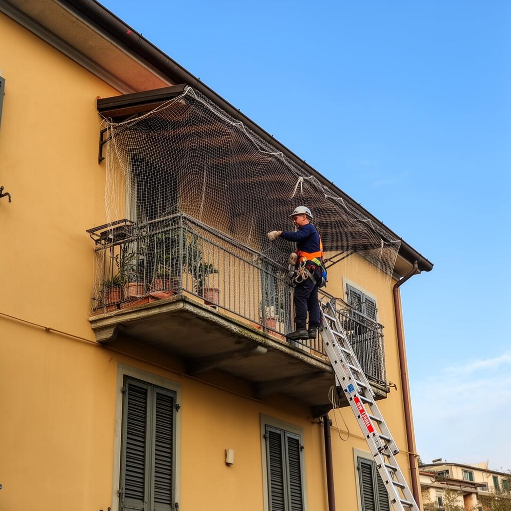 Installazione reti antintrusione su balcone